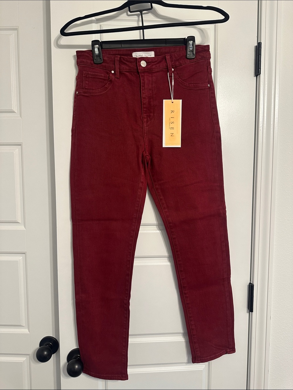 Risen Women’s Burgundy High-Rise Skinny Jeans